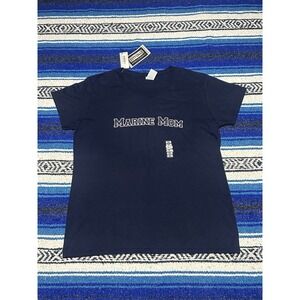 Duty Calls Marine Mom Women's XL Navy Embroidered Military T-Shirt NWT